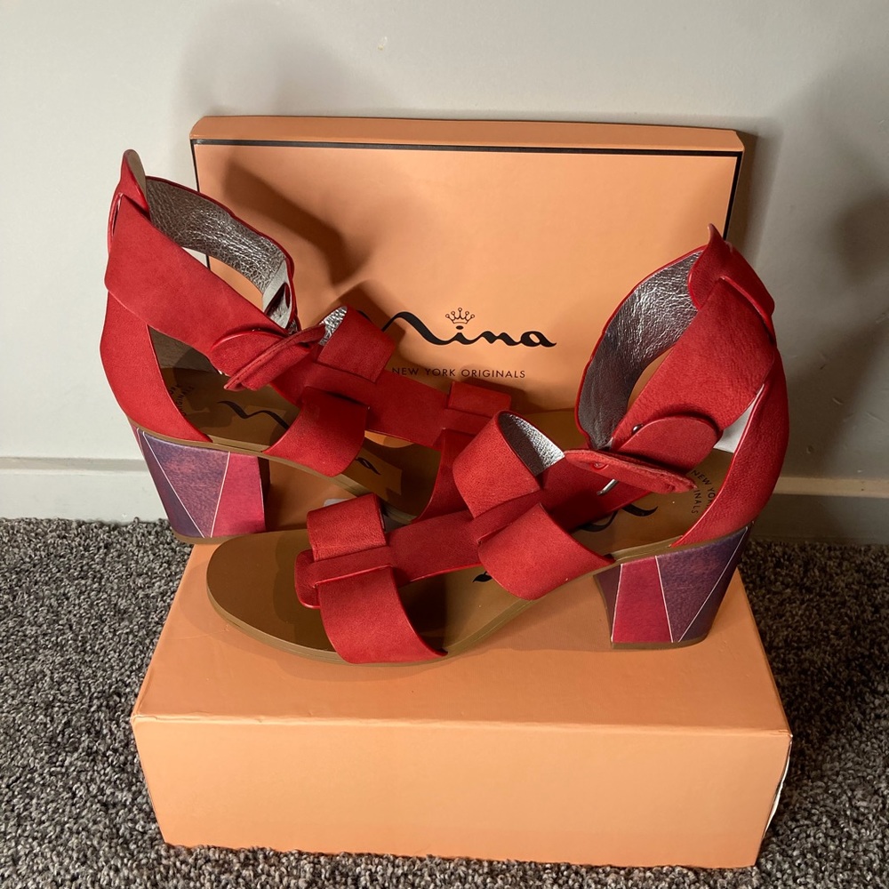 Nina Red Nubuck Heels